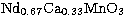 ${\rm Nd}_{0.67}{\rm Ca}_{0.33}{\rm MnO}_{3}$