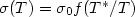 $\sigma (T) =\sigma_0 f (T^*/T)$
