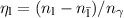 $\eta_{\text{l}}=(n_{\text{l}}-n_{\bar{\text{l}}})/n_{\gamma}$