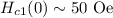 $H_{c1}(0)\sim50\ \text{Oe}$