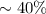 $\sim40\%$