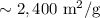 $\sim 2,400 \ \text{m}^{2}\text{/g}$