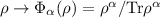 $\rho \rightarrow \Phi_{\alpha}(\rho)=\rho^{\alpha}/\text{Tr}\rho^{\alpha}$