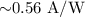 ${\sim}0.56\ \text{A/W}$