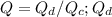 $Q=Q_{d}/Q_{c}; Q_{d}$