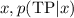 $x, p(\mathrm {TP}|x)$