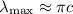 Mathematical equation: $\lambda _{\max} \approx \pi c$