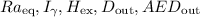 Mathematical equation: $Ra_{\text {eq}}, I_{{\gamma }}, H_{\text {ex}}, D_{\text {out}}, AED_{\text {out}}$