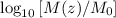Mathematical equation: $\log _{10}\left [M(z)/M_{0}\right ]$