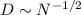 Mathematical equation: $D\sim N^{-1/2}$